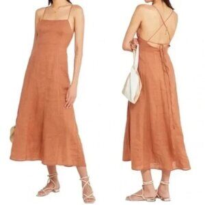 O.P.T. linen blend midi dress